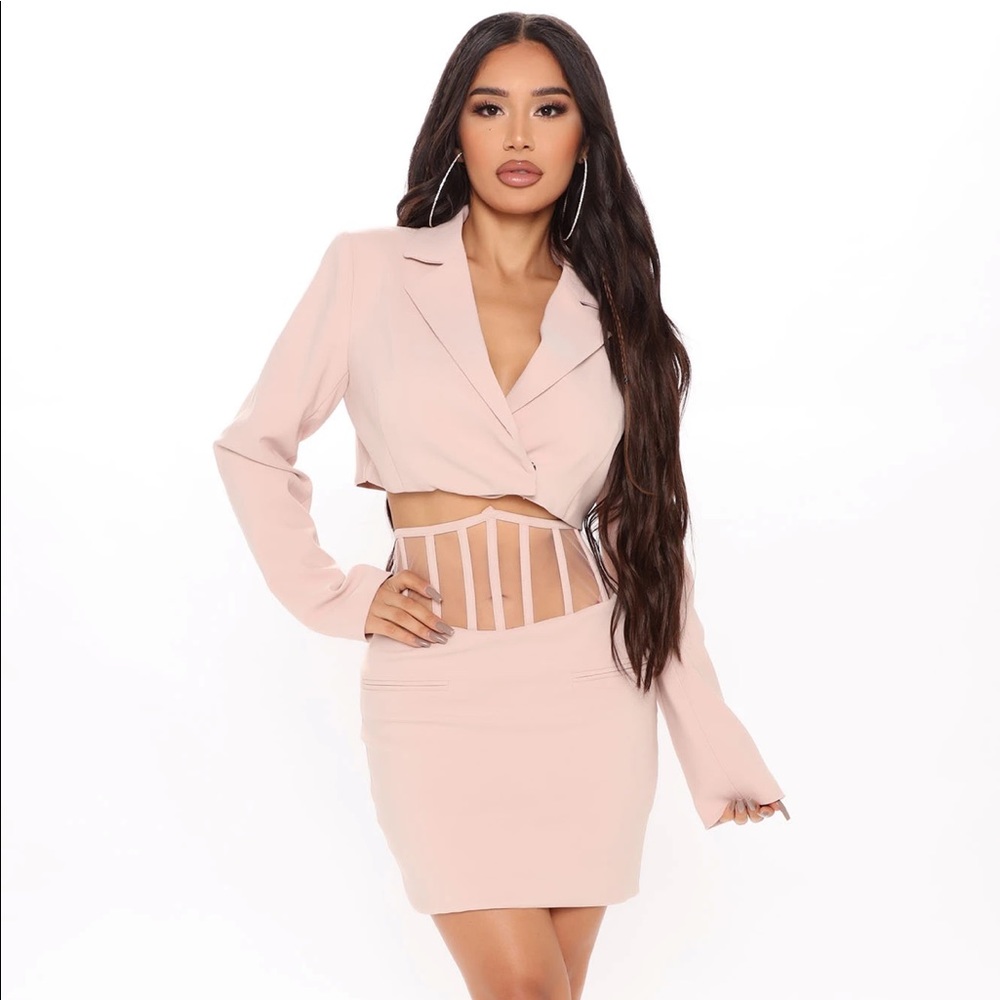 Fashion Nova Just Blaze Me Sheer Corset Blazer Set